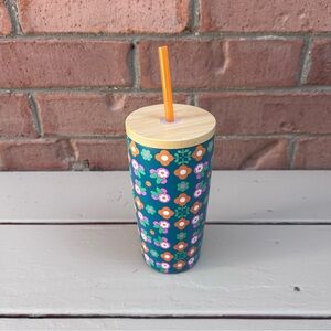 Minnie Mouse Icon Floral Stainless Steel Tumbler with Straw Minor Flaws See Pics
